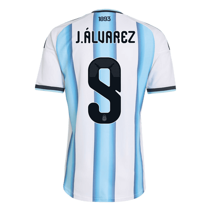 J.ÁLVAREZ #9 Argentinië Thuis Spelersversie Voetbalshirt WK Voetbal 2026 - Slim Fit - achterkant