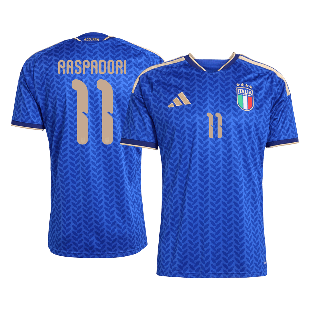 RASPADORI #11 Heren Italië Thuis Voetbalshirt WK Voetbal 2026 - detail