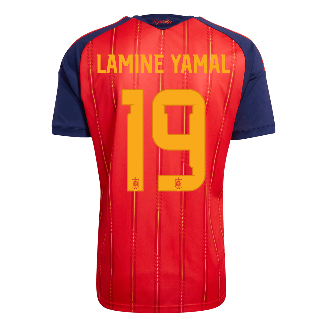 LAMINE YAMAL #19 Heren Spanje Thuis Voetbalshirt WK Voetbal 2026 [PREMIUM] - achterkant
