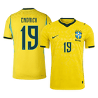 Maillot de football domicile version joueur Brésil ENDRICK #19 Coupe du Monde 2026 - Coupe ajustée