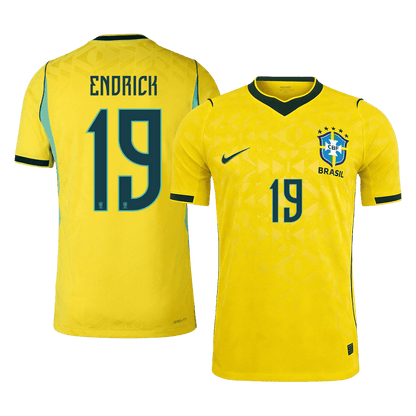 Maillot de football domicile version joueur Brésil ENDRICK #19 Coupe du Monde 2026 - Coupe ajustée