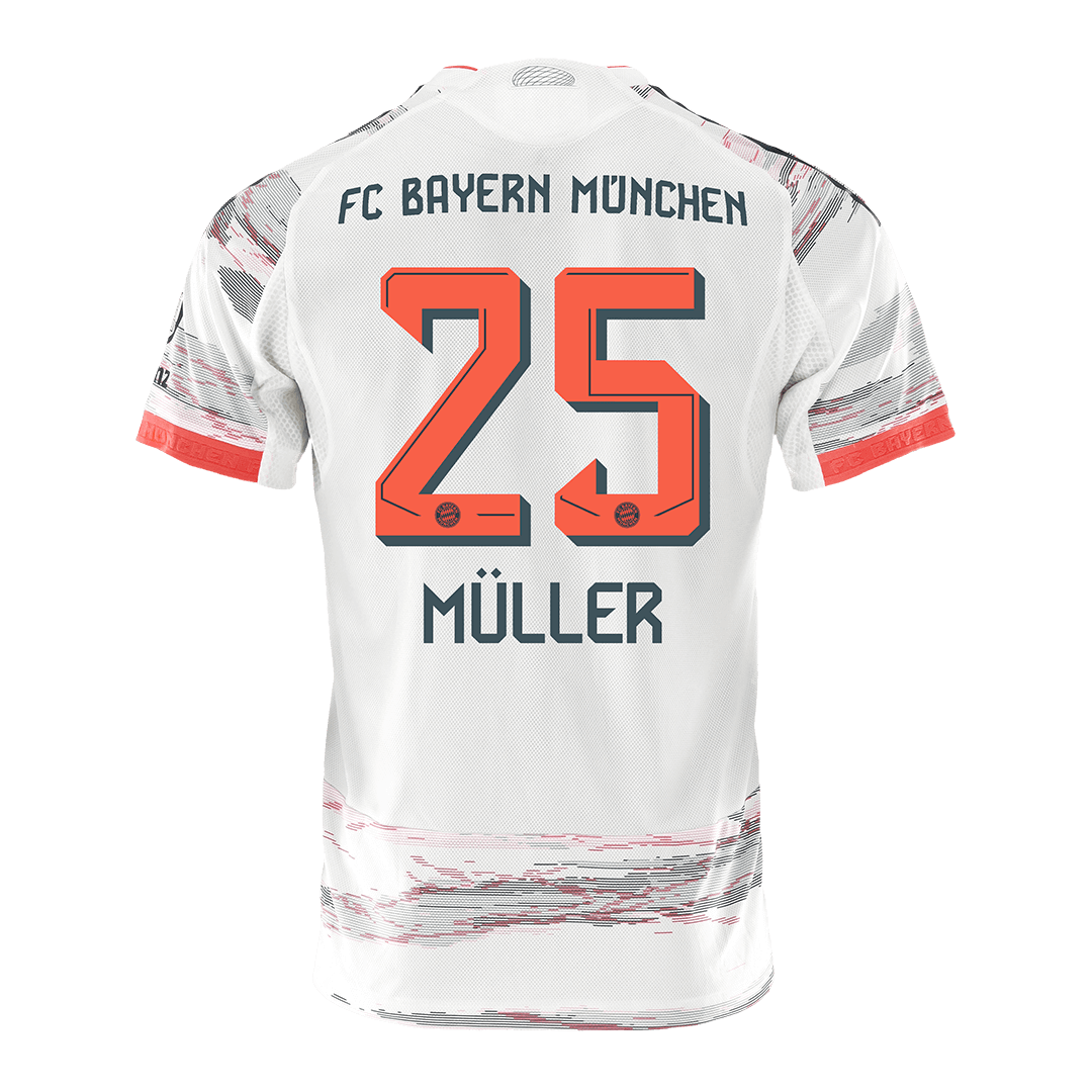 MüLLER #25 Bayern Munich Uit Spelersversie Voetbalshirt 2025/26 - Slim Fit - zijkant