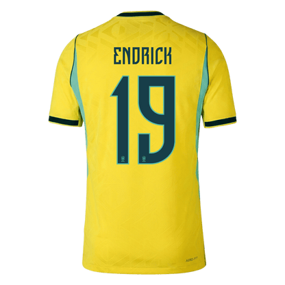 Maillot de football domicile version joueur Brésil ENDRICK #19 Coupe du Monde 2026 - Coupe ajustée