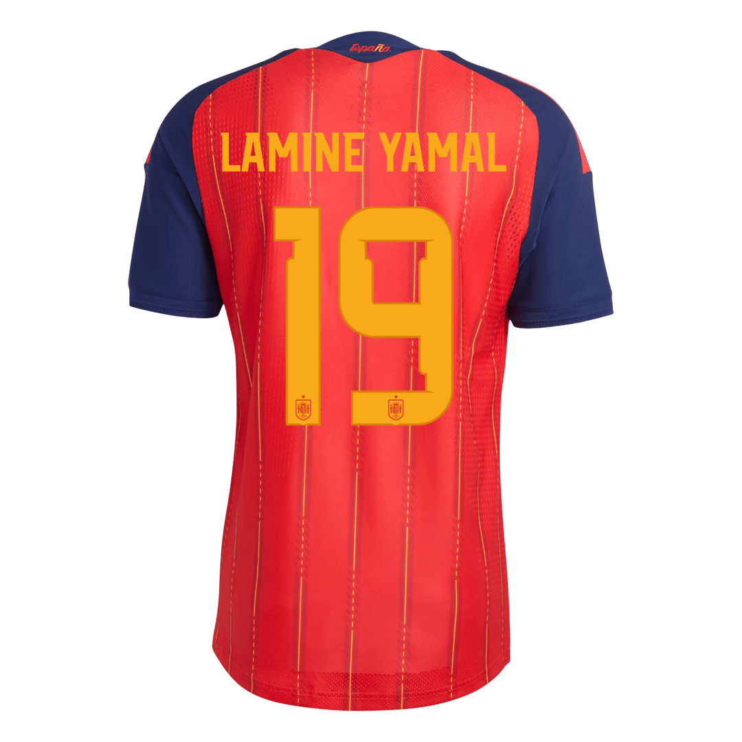 LAMINE YAMAL #19 Spanje Thuis Spelersversie Voetbalshirt WK Voetbal 2026 - Slim Fit - achterkant