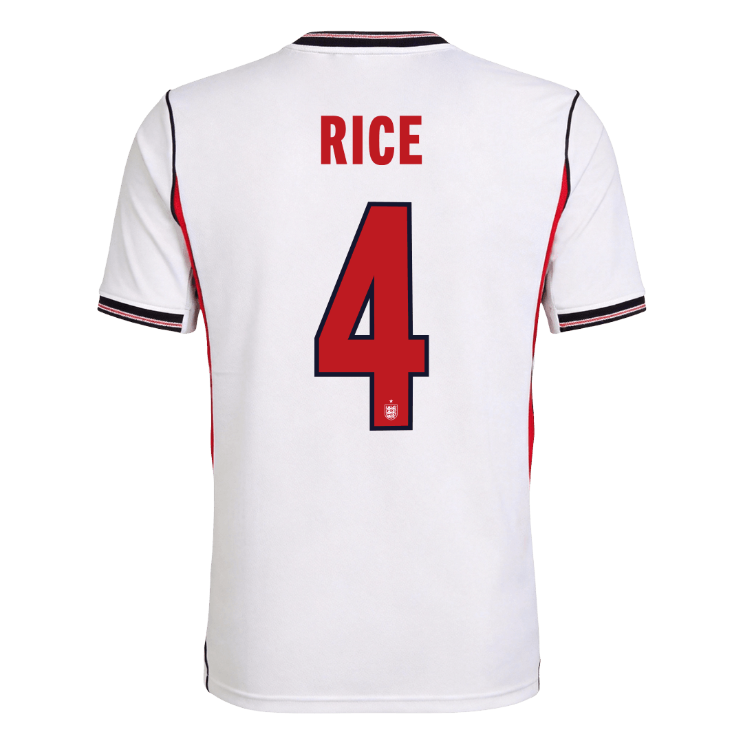 RICE #4 Heren Engeland Thuis Voetbalshirt WK Voetbal 2026 - detail