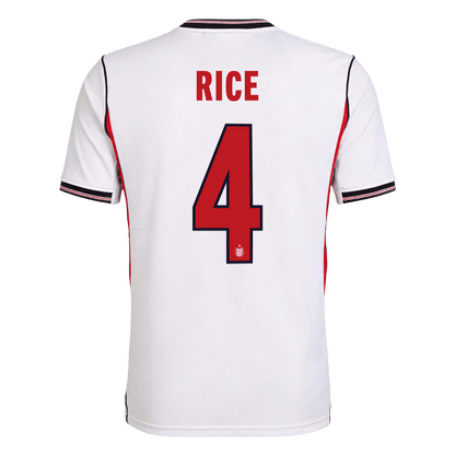 RICE #4 Heren Engeland Thuis Voetbalshirt WK Voetbal 2026 - detail
