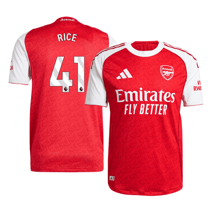 RICE #41 Arsenal Thuis Spelersversie Voetbalshirt 2025/26 - Slim Fit - voorkant