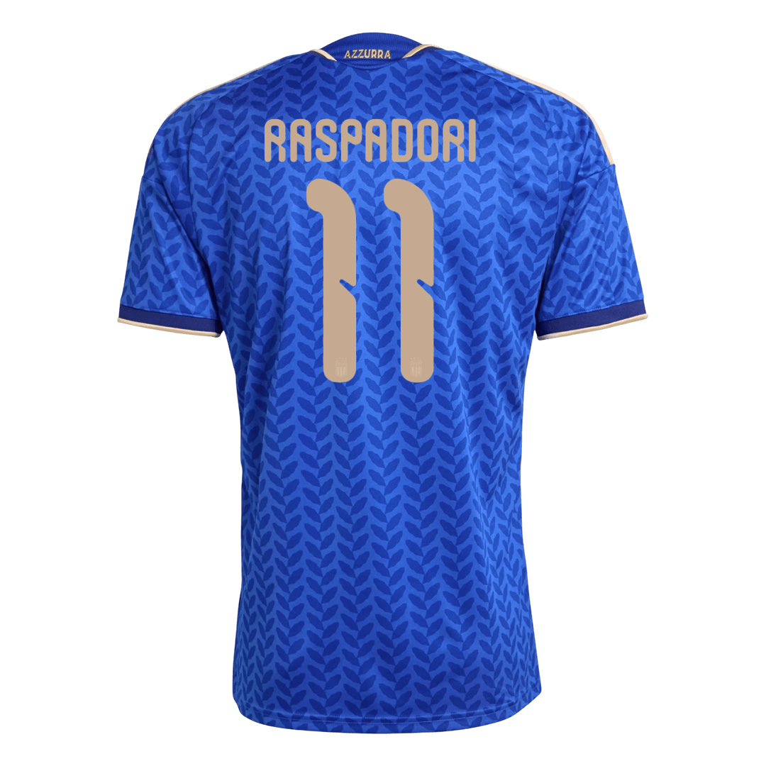 RASPADORI #11 Heren Italië Thuis Voetbalshirt WK Voetbal 2026 - achterkant