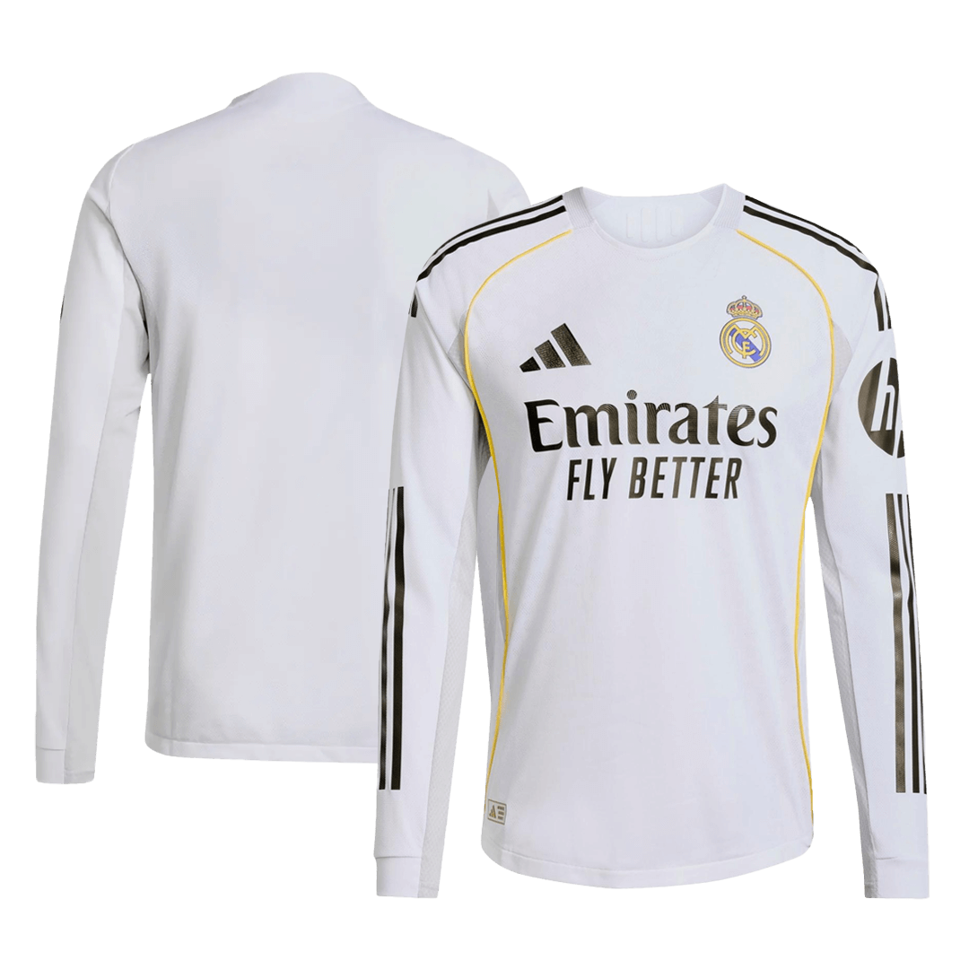 Real Madrid Thuis Spelersversie Lange Mouwen Voetbalshirt 2025/26 - Slim Fit