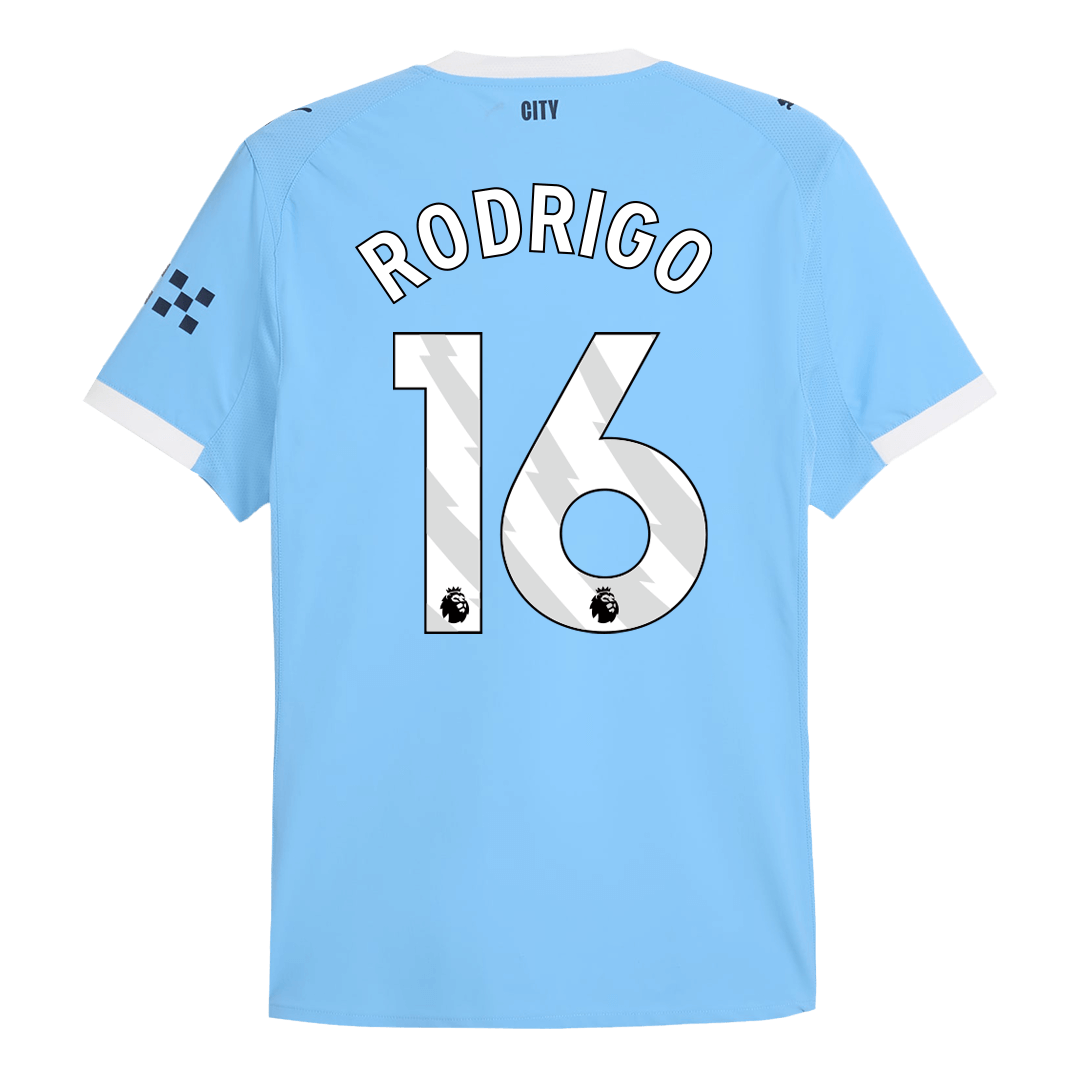 RODRIGO #16 Manchester City Thuis Spelersversie Voetbalshirt 2025/26 - Slim Fit - extra