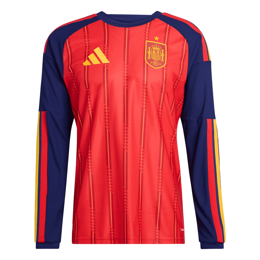 Spanje Thuis Spelersversie Lange Mouwen Voetbalshirt 2026 - Slim Fit